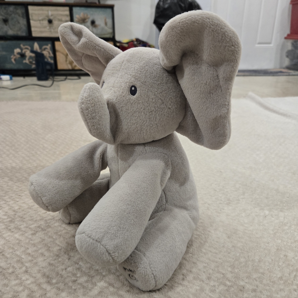 Baby GUND Animated Flappy  Elephant Plush Gray 12" Peek A Boo Ears Hang Low - Picture 3 of 10